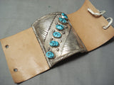 Magnificent Vintage Native American Navajo Sleeping Beauty Turquoise Sterling Silver Bowguard-Nativo Arts