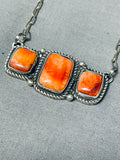 Vibrant Native American Navajo Spiny Oyster Sterling Silver Necklace-Nativo Arts