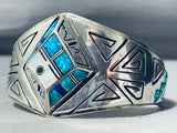 Native American One Of The Most Intricate Vintage Navajo Opal Sterling Silver Kachina Bracelet-Nativo Arts