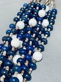 Native American Important Rye Whitegoat Lapis Freshwater Pearl Heishi Necklace-Nativo Arts