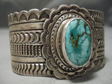 Detailed & Huge!! Vintage Native American Navajo Carico Lake Turquoise Sterling Silver Bracelet-Nativo Arts
