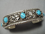 Slags Of Sterling Vintage Native American Navajo Turquoise Silver Bracelet Old-Nativo Arts