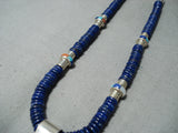 Native American Important Pat Edaaki Lapis Turquoise Sterling Silver Inlay Necklace-Nativo Arts