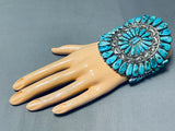 One Of The Best Ever Vintage Native American Navajo Turquoise Cluster Sterling Silver Bracelet-Nativo Arts