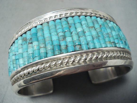 Master Heishi Important Native American Navajo Turquoise Sterling Silver Bracelet-Nativo Arts