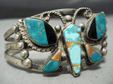 Finest Early Vintage Native American Zuni Turquoise Sterling Silver Butterfly Bracelet-Nativo Arts