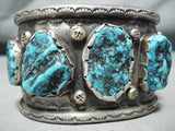 Huge Authentic Vintage Native American Navajo Turquoise Sterling Silver Bracelet-Nativo Arts