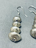 Dynamic Vintage Native American Navajo Sterling Silver Dangle Bead Earrings-Nativo Arts