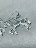 Very Intricate Horse Native American Navajo Sterling Silver Horses Earrings Signed-Nativo Arts