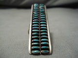 Fabulous Vintage Zuni Native American Sterling Silver Needle Turquoise Ring-Nativo Arts