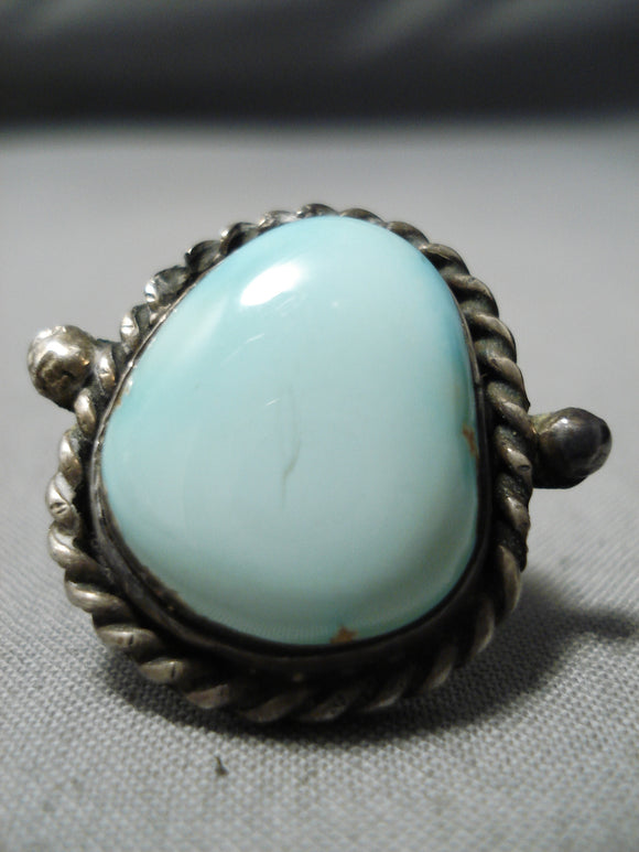 Rare Vintage Native American Navajo Candelaria Turquoise Sterling Silver Ring-Nativo Arts