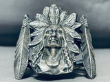 Massive Chief Feather Sterling Silver Southwestern Bracelet-Nativo Arts