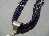 One Of The Best Vintage Native American Navajo Amethyst Sterling Silver Necklace Old-Nativo Arts