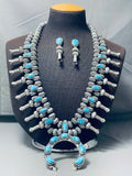 373 Gram Native American Navajo Turquoise Sterling Silver Hogan Bead Squash Blossom Necklace-Nativo Arts