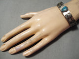 Rare Dancing Animal Vintage Native American Navajo Rare Turquoise Sterling Silver Bracelet Old-Nativo Arts