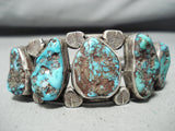 One Of The Best Vintage Museum Morenci Turquoise Native American Navajo Sterling Silver Bracelet-Nativo Arts