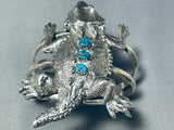 Important Colossal Toad Native American Navajo Turquoise Sterling Silvewr Bracelet-Nativo Arts