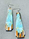 Native American Rare Santo Domingo 8 Turquoise Sterling Silver Earrings-Nativo Arts
