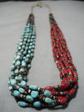 Important Famous Navajo Turquoise Coral Native American Necklace-Nativo Arts