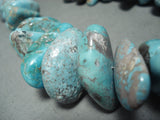 380 grams Native American Navajo Turquoise Nuggets Sterling Silver Necklace-Nativo Arts