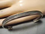 Amazing Hand Coiled Vintage Navajo Sterling Silver Native American Bracelet Old-Nativo Arts