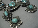 Old Morenci Turquoise Vintage Native American Navajo Sterling Silver Squash Blossom Necklace-Nativo Arts
