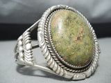 Signed Vintage Native American Navajo Green Turquoise Sterling Silver Bracelet-Nativo Arts