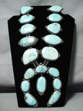 456 Grams Big Vintage Native American Navajo Turquoise Sterling Silver Squash Blossom Necklace-Nativo Arts