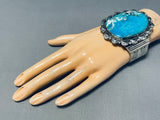 Huge Vintage Native American Navajo Gilbert Turquoise Sterling Silver Bracelet-Nativo Arts