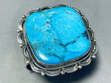 Native American Rare Huge Square Blue Diamond Turquoise Sterling Silver Bracelet-Nativo Arts