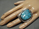 Huge Vintage Native American Navajo Quality Blue Turquoise Sterling Silver Ring-Nativo Arts
