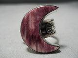 Native American Important Vintage Half Moon Spiny Oyster Sterling Silver Ring-Nativo Arts