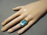 Huge Men's Vintage Native American Navajo Eagle Turquoise Sterling Silver Ring Old-Nativo Arts