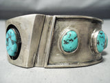 Rare Gifted Vintage Native American Navajo Story Turquoise Sterling Silver Bracelet Old-Nativo Arts