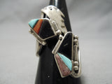Important Inlay Master Vintage Native American Navajo Turquoise Sterling Silver Ring Old-Nativo Arts
