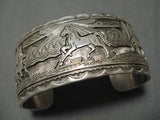 June Delgarito Vintage Native American Navajo Horses Sterling Silver Detailed Bracelet-Nativo Arts