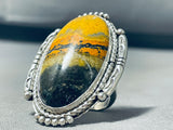 Breathtaking Native American Navajo Honeybee Jasper Sterling Silver Ring Signed-Nativo Arts