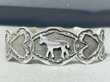 Fabulous Native American Navajo Sterling Silver Horse & Hearts Bracelet-Nativo Arts