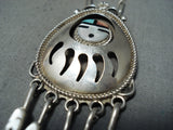 Rare Vintage Native American Zuni Turquoise Sterling Silver Sunface Necklace-Nativo Arts