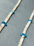 Native American Superb Vintage Santo Domingo Kingman Turquoise Shell Sterling Silver Necklace-Nativo Arts