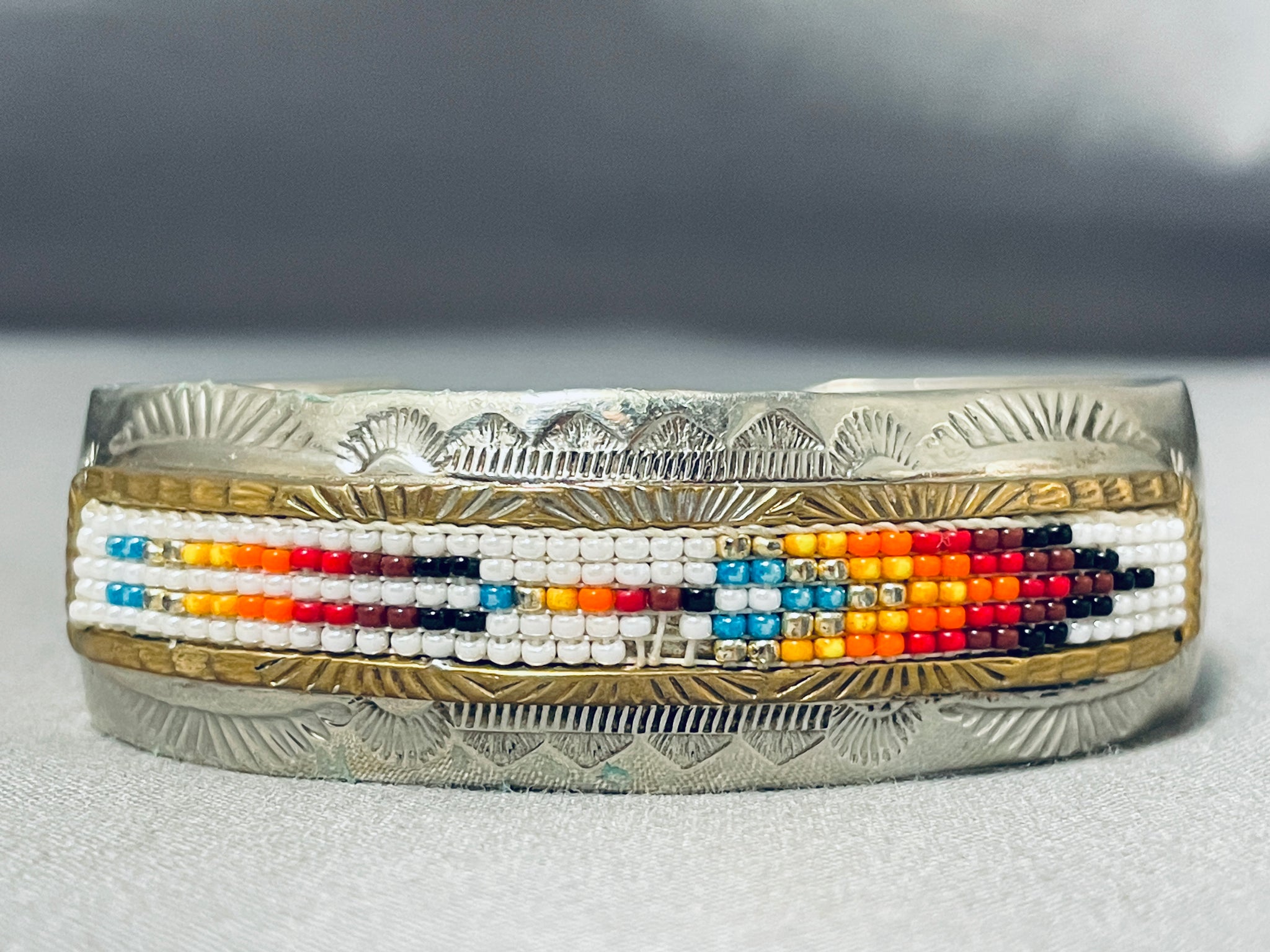 Thomas Curtis Vintage Native American Silver Handmade Cuff Bracelet