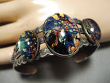 Very Rare Vintage Native American Navajo Opalescence Sterling Silver Bracelet Old-Nativo Arts