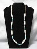 Advanced Technique Vintage Native American Navajo Tubule Turquoise Sterling Silver Necklace Old-Nativo Arts