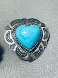 Hearts Of Turquoise Vintage Native American Navajo Sterling Silver Earrings-Nativo Arts