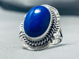 Tremendous Native American Navajo Lapis Sterling Silver Ring Betty Smith Signed-Nativo Arts