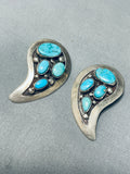 Native American Angel Wings Of Turquoise Vintage Navajo Sterling Silver Earrings-Nativo Arts