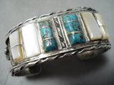 Stunning Vintage Native American Navajo Blue Thunder Turquoise Sterling Silver Bracelet-Nativo Arts