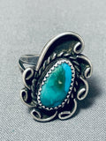 Beautiful Vintage Native American Navajo Pilot Mountain Turquoise Sterling Silver Ring-Nativo Arts