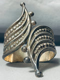 Detailed Huge Southwest Sterling Silver Hinged Bracelet-Nativo Arts