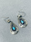 Expressive Vintage Native American Navajo Turquoise Sterling Silver Earrings-Nativo Arts